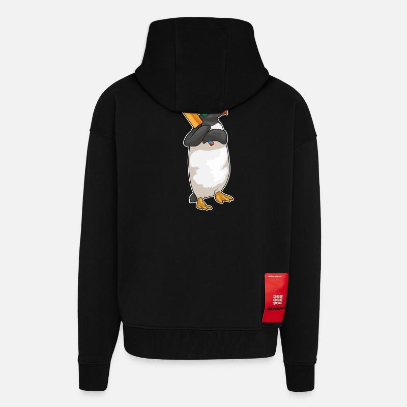 Penguin Cricket Cricket Bat - Veste à capuche bio épaisse oversize fabriqué en UE - SOLID BLACK