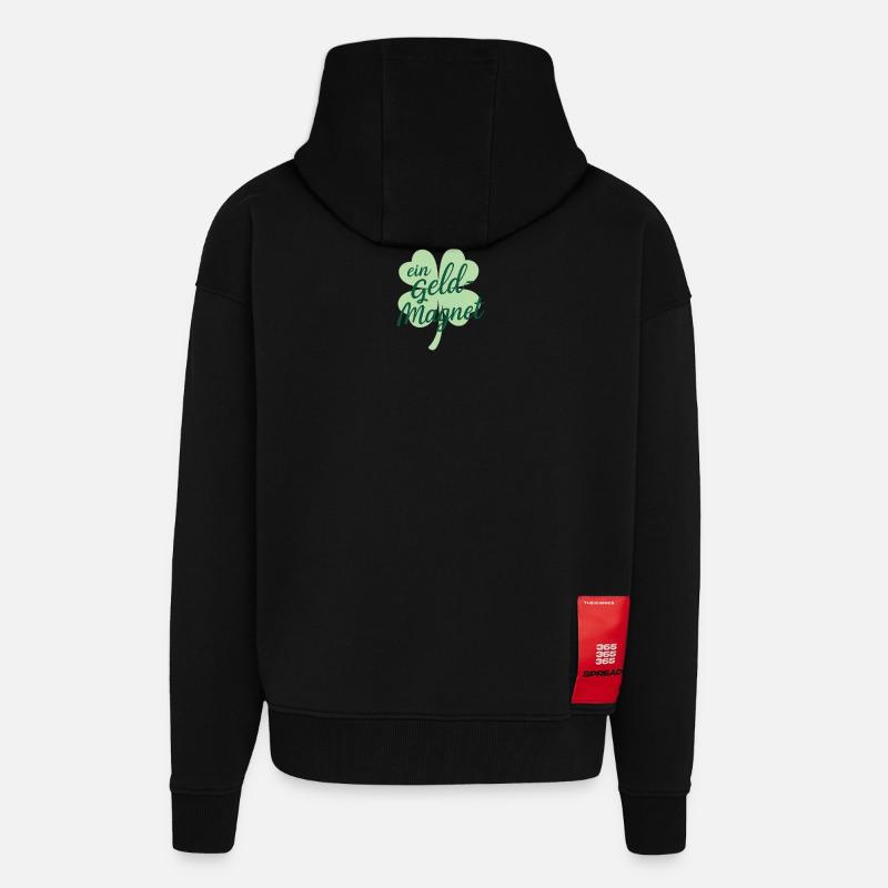 Ich bin ein Geld-Magnet 🍀 Affirmation - Zip Hoodie - made by SPREAD - SOLID BLACK
