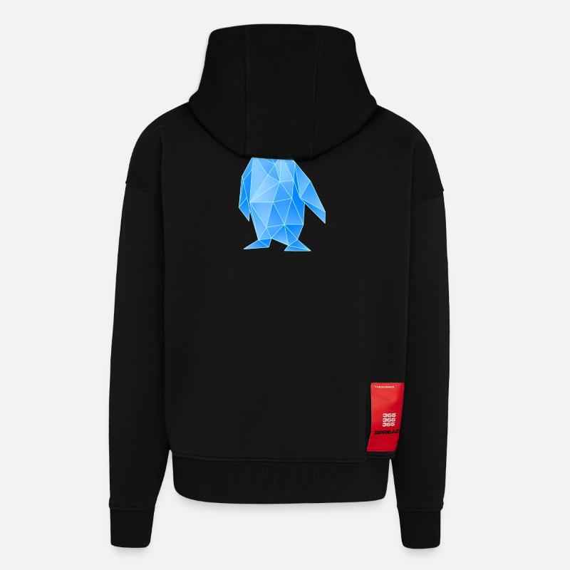 Diamant Pinguin Geometrisches Design - Zip Hoodie - made by SPREAD - SOLID BLACK