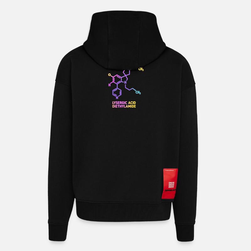 Psychedelic Molecular Art LSD - Zip Hoodie - made by SPREAD - SOLID BLACK