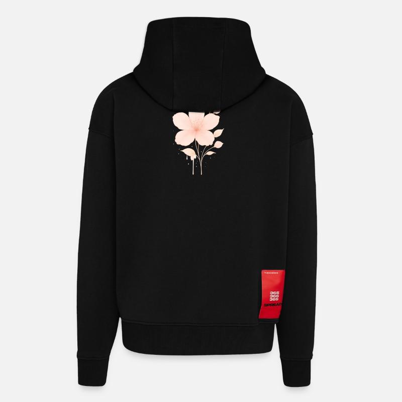 Pfirsich Rosé Blüten Wasserfarbe - Zip Hoodie - made by SPREAD - SOLID BLACK