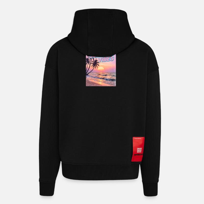 Sommervibes Retro Sunset Beach - Zip Hoodie - made by SPREAD - SOLID BLACK