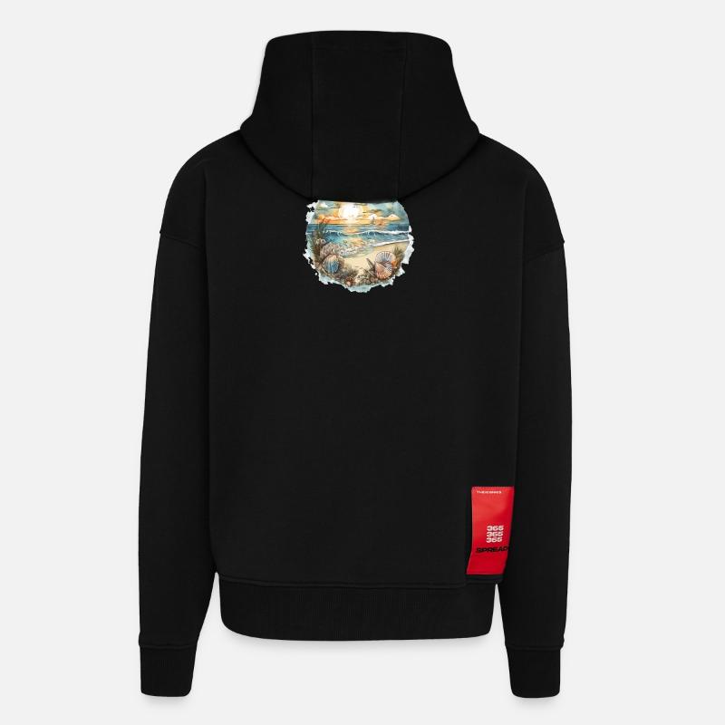 Rêve de plage - Veste à capuche bio épaisse oversize fabriqué en UE - SOLID BLACK