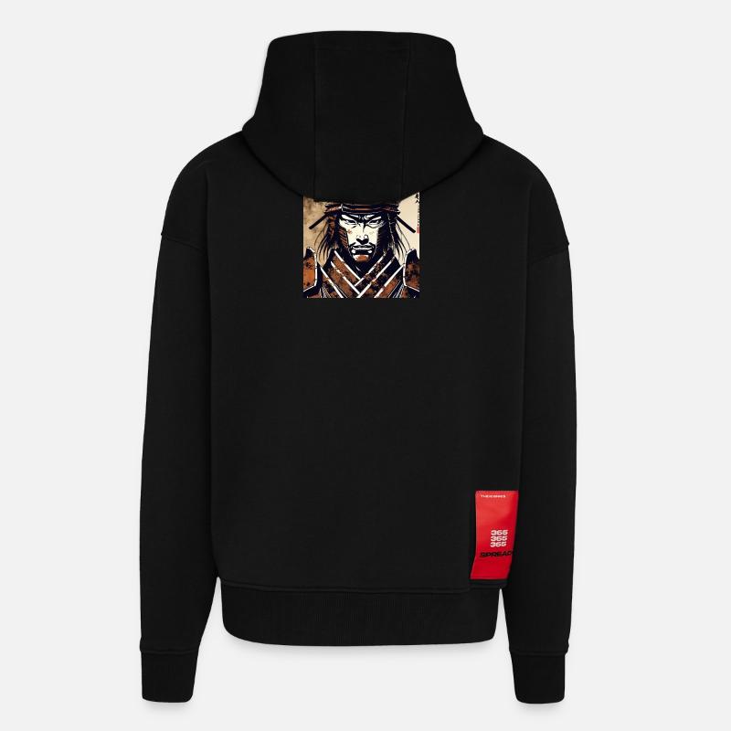 Samurai Krieger Porträt - Zip Hoodie - made by SPREAD - SOLID BLACK
