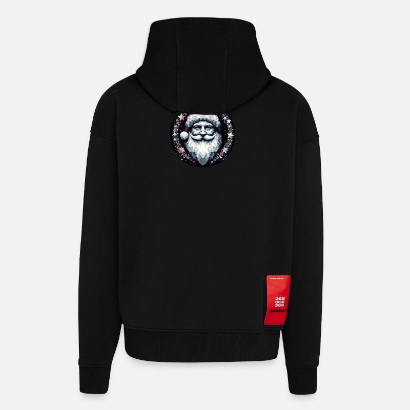 Weihnachtsmann Kopf in Kranz hell - Zip Hoodie - made by SPREAD - SOLID BLACK