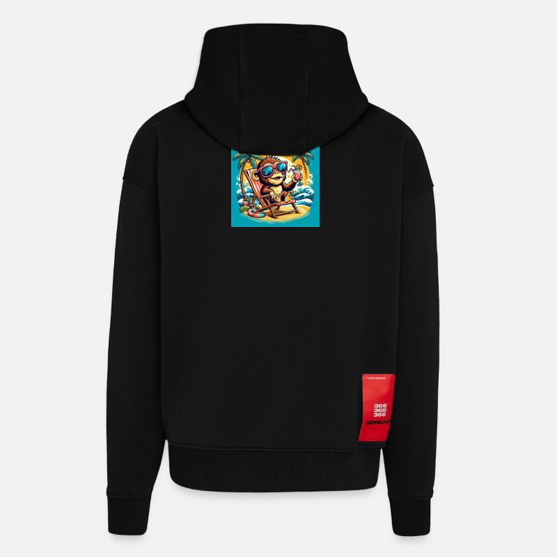 Äffchen am Strand - Zip Hoodie - made by SPREAD - SOLID BLACK