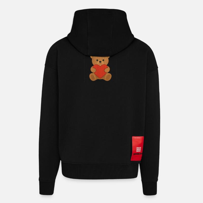 Teddybär mit Herz - Zip Hoodie - made by SPREAD - SOLID BLACK
