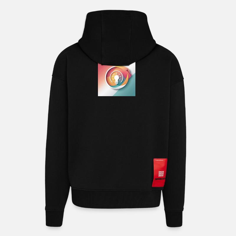 Illustration de créativité abstraite - Veste à capuche bio épaisse oversize fabriqué en UE - SOLID BLACK