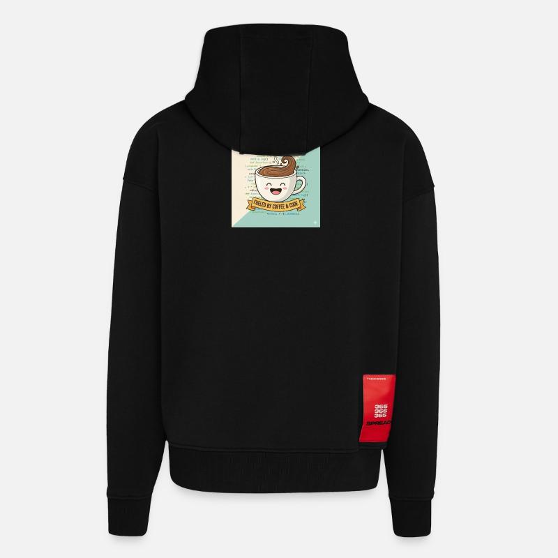 Happy Coffee Becher und Code - Zip Hoodie - made by SPREAD - SOLID BLACK
