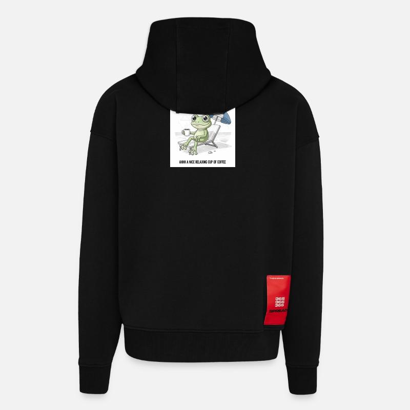 Frog Beach Coffee Chill - Zip Hoodie - made by SPREAD - SOLID BLACK