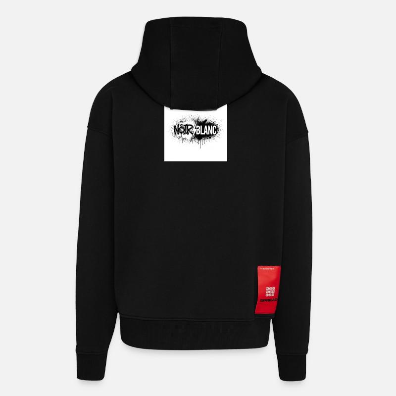 Nord Blanc Graffiti Éclair - Veste à capuche bio épaisse oversize fabriqué en UE - SOLID BLACK