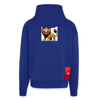 Lion cartoon chaleureux - Veste à capuche bio épaisse oversize fabriqué en UE - Iconic Blue - Dos