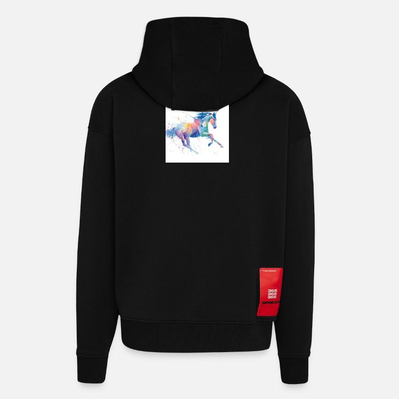 Regenbogen-Aquarell-Galopppferd - Zip Hoodie - made by SPREAD - SOLID BLACK