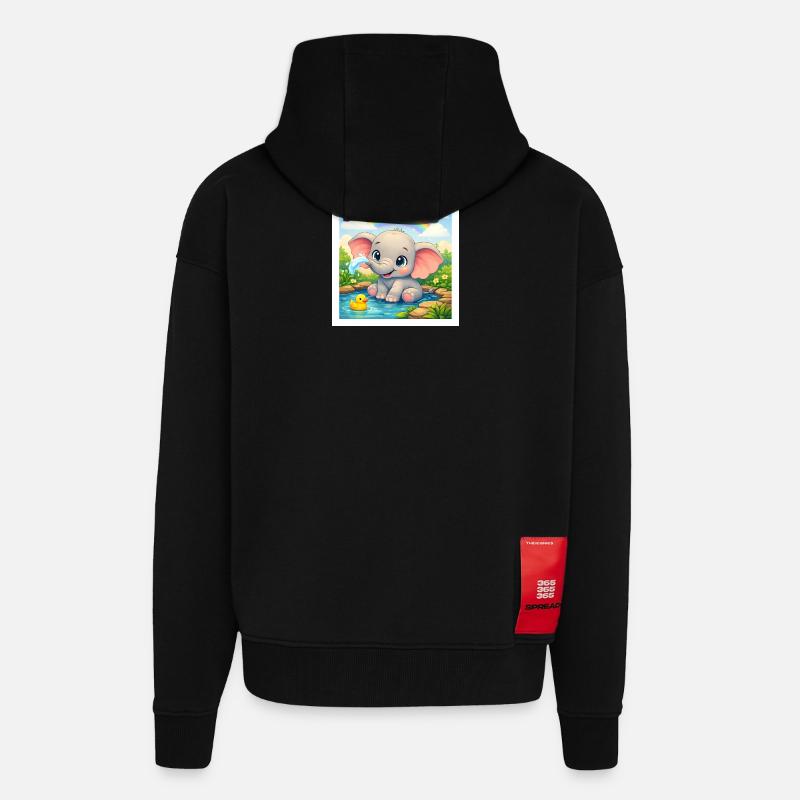 Elli the Elephant - Zip Hoodie - made by SPREAD - SOLID BLACK