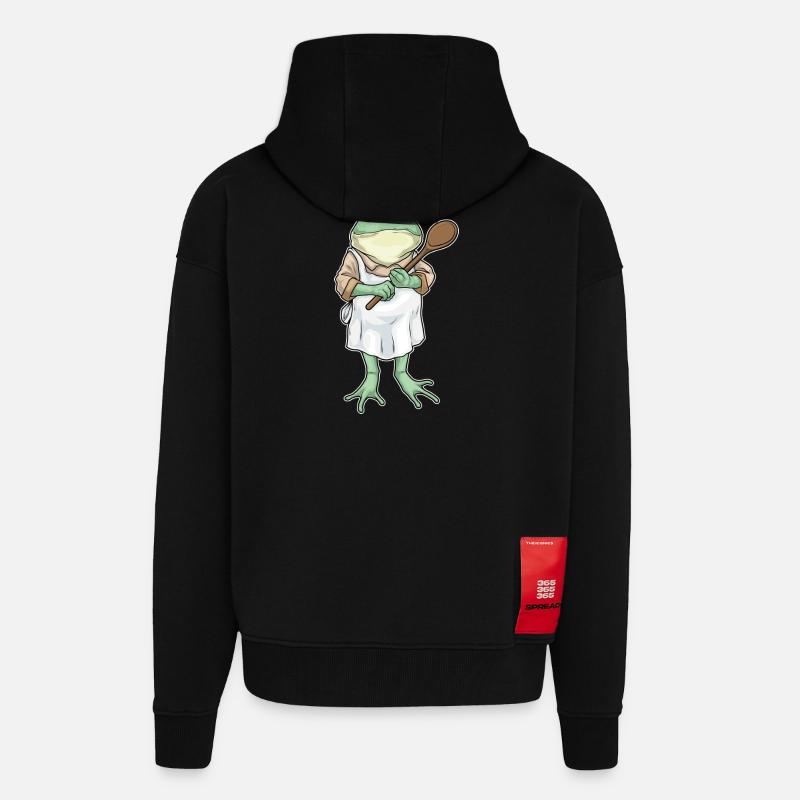 Frosch Koch Kochlöffel Kochen - Zip Hoodie - made by SPREAD - SOLID BLACK