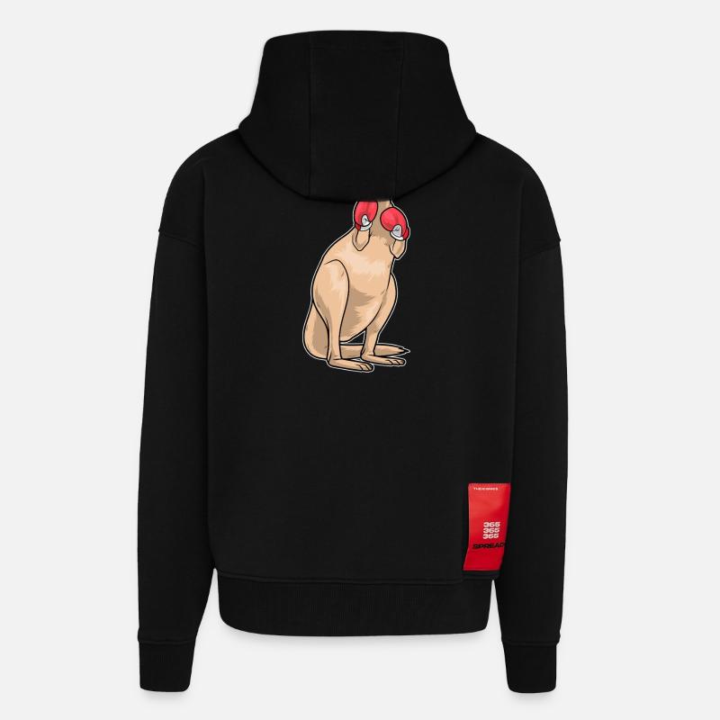 Känguru Boxer Boxhandschuhe Boxen - Zip Hoodie - made by SPREAD - SOLID BLACK