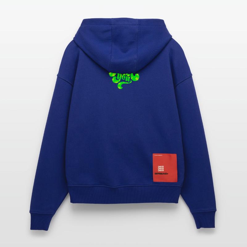 Conception de texte punk néon vert Veste à capuche bio épaisse oversize fabriqué en UE