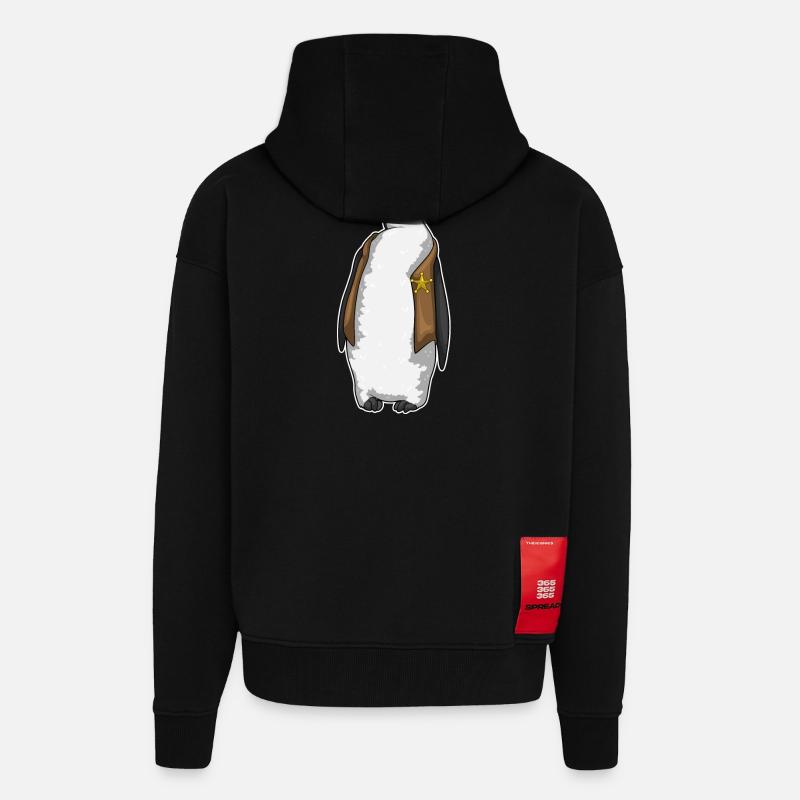 Penguin Sheriff Sheriff's Hat - Zip Hoodie - made by SPREAD - SOLID BLACK