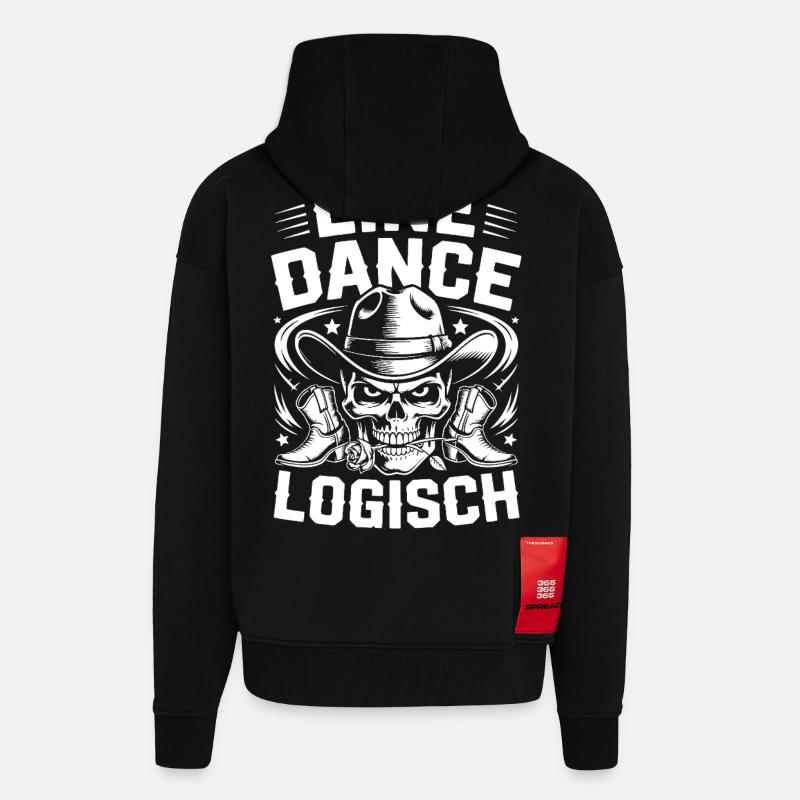 Line Dance Skull Logo - Zip Hoodie - made by SPREAD - SOLID BLACK