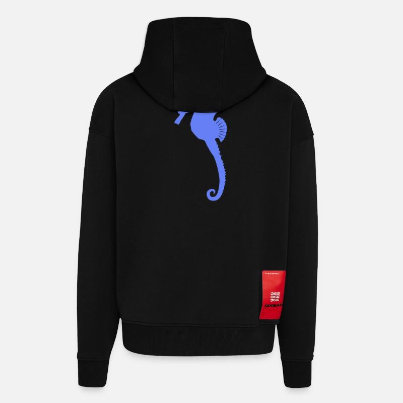 Verspieltes blaues Seepferdchen-Kunstdruck - Zip Hoodie - made by SPREAD - SOLID BLACK