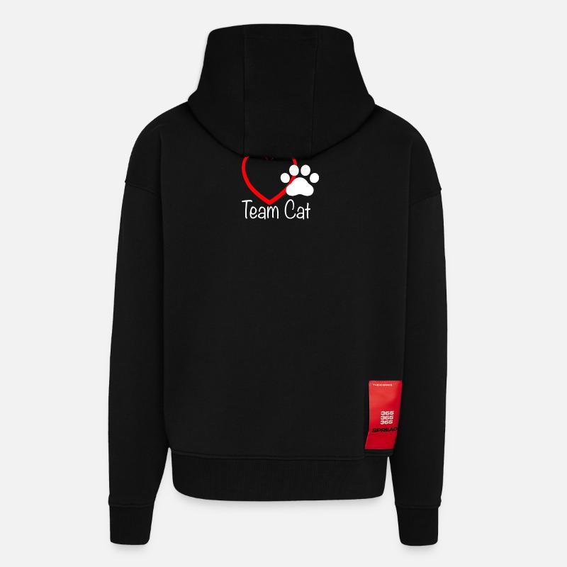 Team Cat mit Herzchen - Zip Hoodie - made by SPREAD - SOLID BLACK