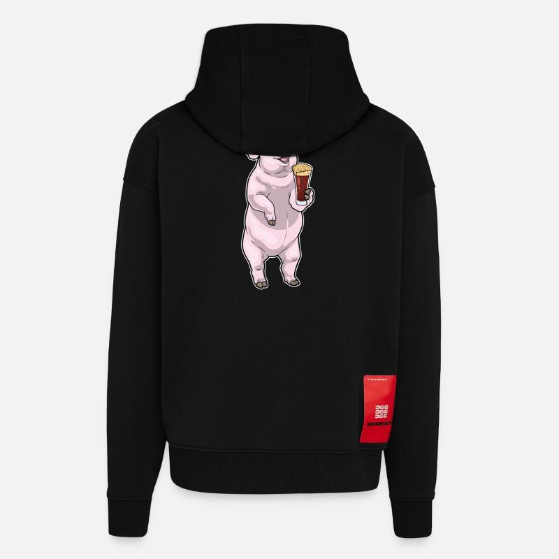 Schwein Bier - Zip Hoodie - made by SPREAD - SOLID BLACK