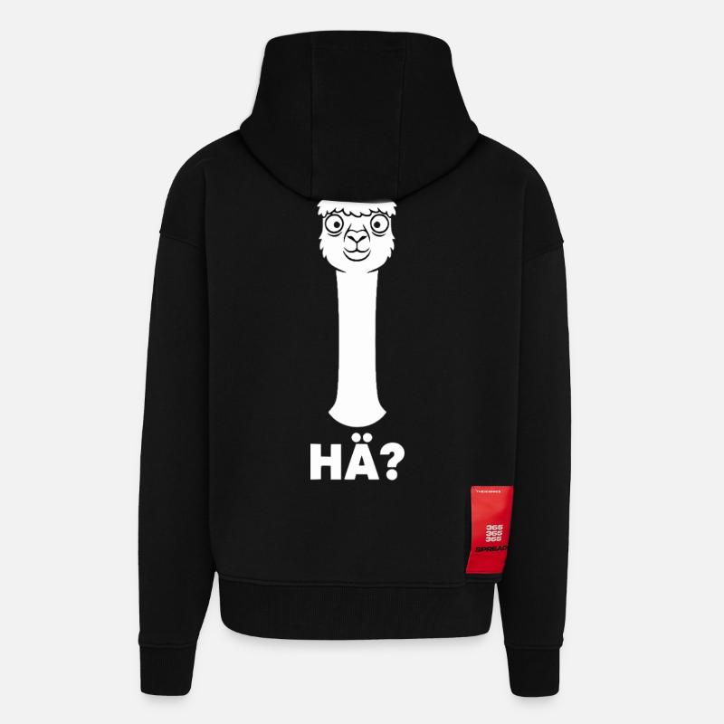 Lama mit fragendem Blick - Zip Hoodie - made by SPREAD - SOLID BLACK