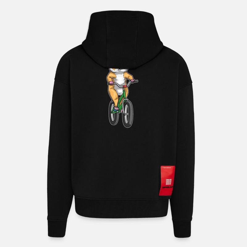 Vélo hamster - Veste à capuche bio épaisse oversize fabriqué en UE - SOLID BLACK
