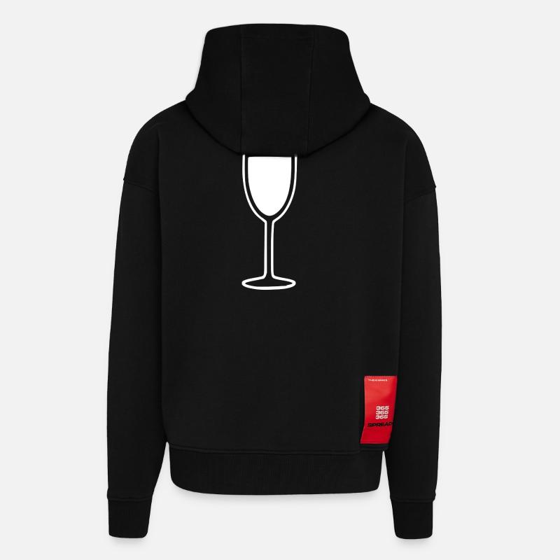 Sekt weißSektglas Cocktail Geschenk - Veste à capuche bio épaisse oversize fabriqué en UE - SOLID BLACK