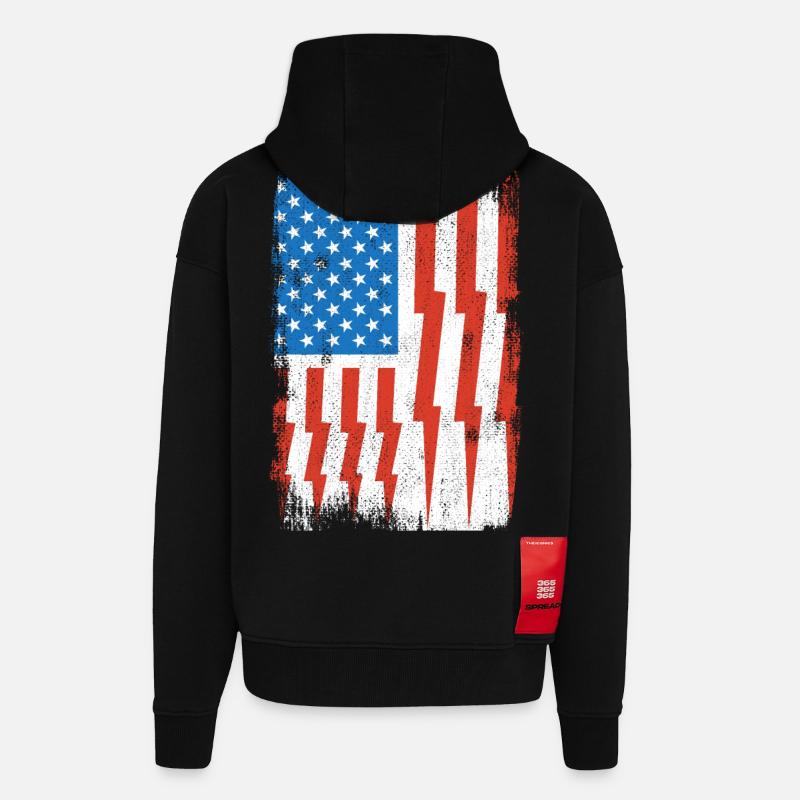 Elektriker US Flagge - Zip Hoodie - made by SPREAD - SOLID BLACK