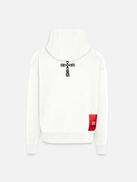 Celtique blanche ou croix celtique - Veste à capuche bio épaisse oversize fabriqué en UE - SOLID BLACK