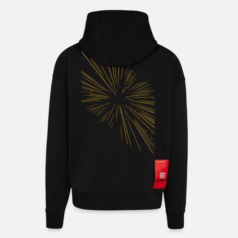 Abstract rays / gold / pattern / line - Zip Hoodie - made by SPREAD - SOLID BLACK