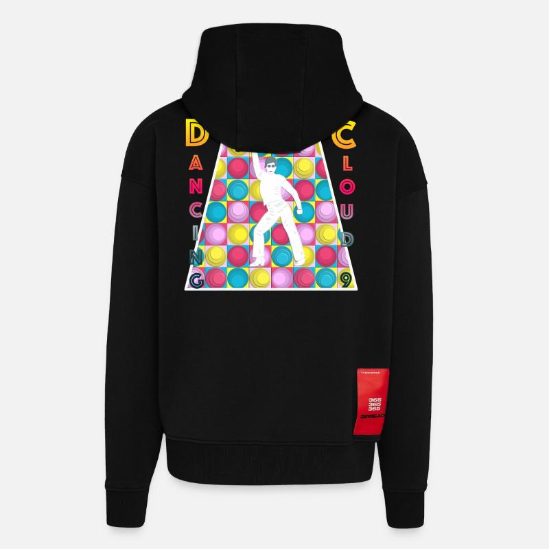 Retro - Disco - Danser - années 70 - Veste à capuche bio épaisse oversize fabriqué en UE - SOLID BLACK