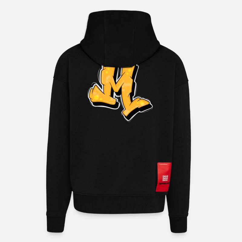 Gelbe Graffiti Initialen Logo. - Zip Hoodie - made by SPREAD - SOLID BLACK