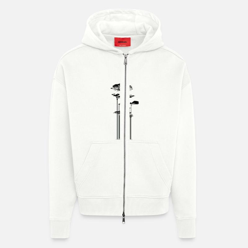 CODE BARRE - Arbre - conso - Veste à capuche bio épaisse oversize fabriqué en UE - OFF WHITE