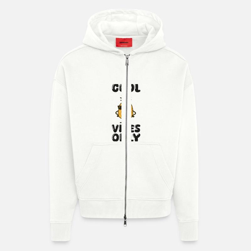 Bande dessinée ananas - Veste à capuche bio épaisse oversize fabriqué en UE - OFF WHITE