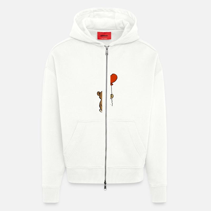 Teddy avec le coeur - Veste à capuche bio épaisse oversize fabriqué en UE - OFF WHITE