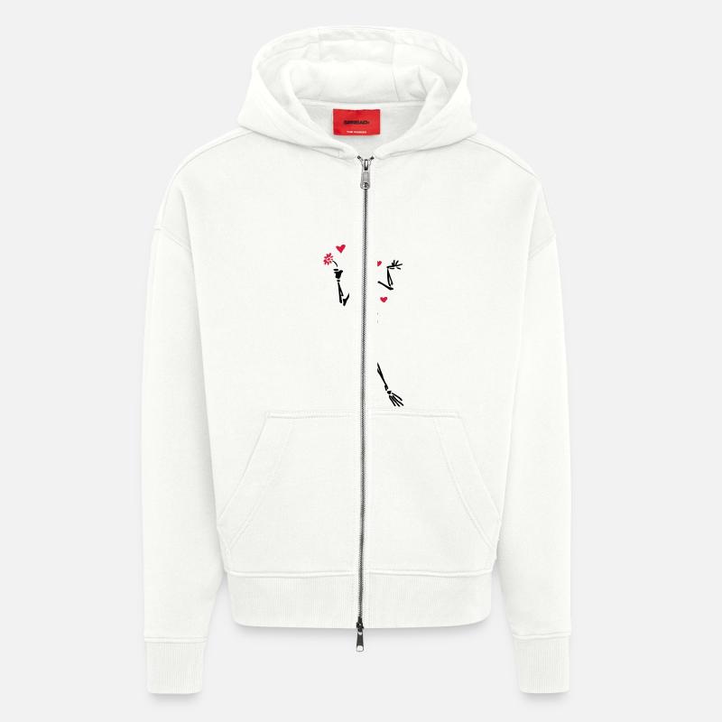 Courting Skeleton - Zip Hoodie - made by SPREAD - OFF WHITE