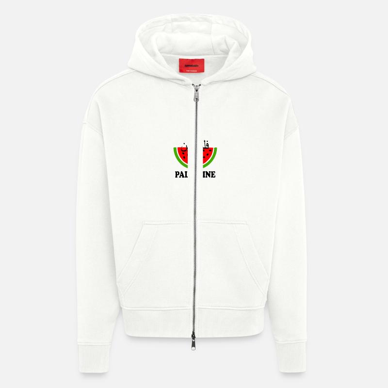 Pastèque de Palestine فلسطين - Veste à capuche bio épaisse oversize fabriqué en UE - OFF WHITE