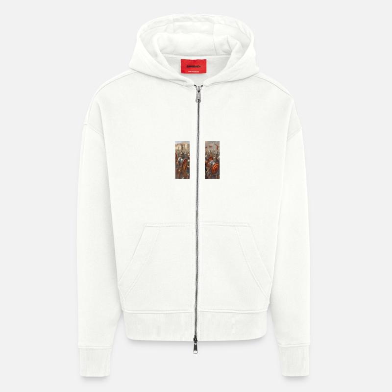 Commandez stop ! - Veste à capuche bio épaisse oversize fabriqué en UE - OFF WHITE