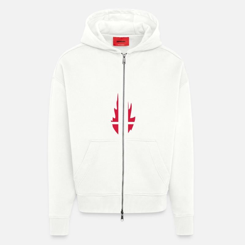 Denmark Danmark Fire Flame Design - Zip Hoodie - made by SPREAD - OFF WHITE