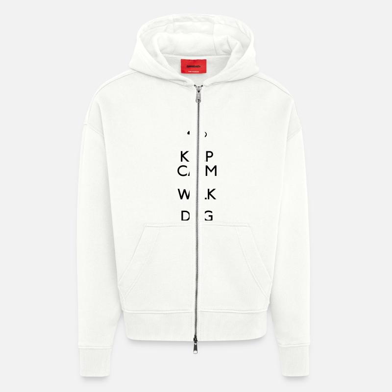 keep calm walk the dog - Veste à capuche bio épaisse oversize fabriqué en UE - OFF WHITE