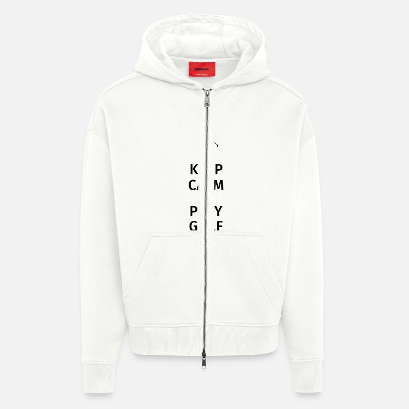 Keep Calm and Play Golf - Veste à capuche bio épaisse oversize fabriqué en UE - OFF WHITE