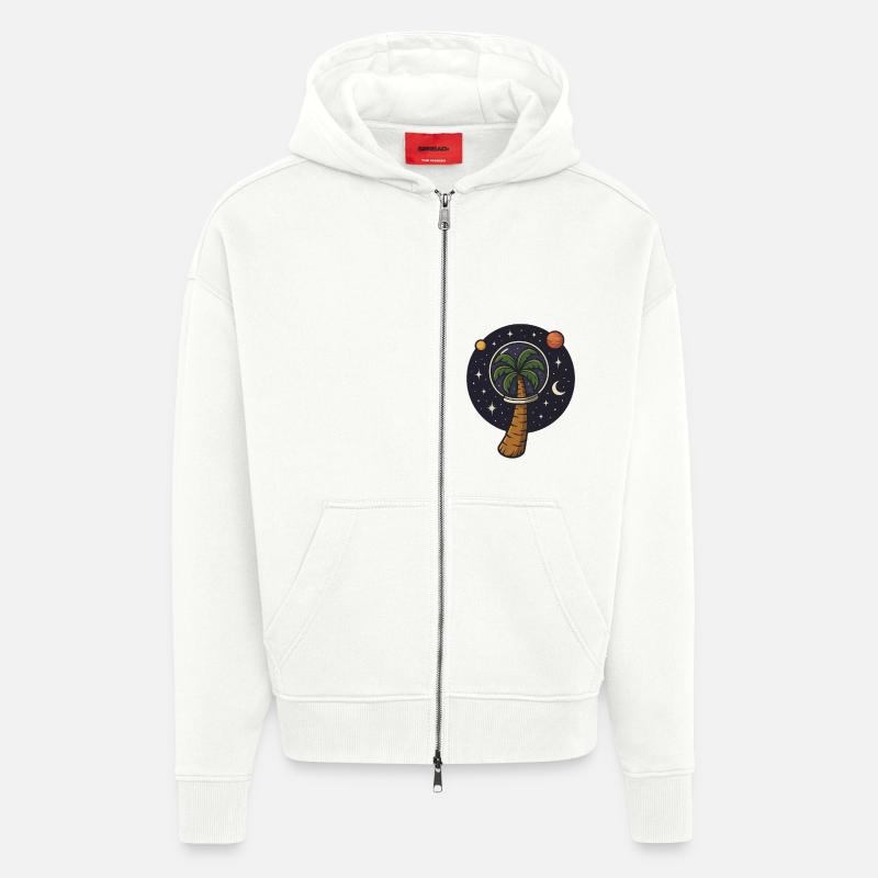 Palmier dans l’espace - Veste à capuche bio épaisse oversize fabriqué en UE - OFF WHITE