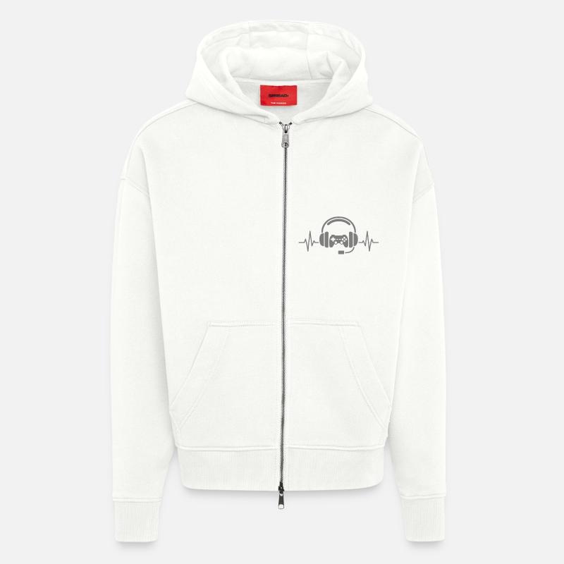 Gaming Herzschlag – Controller & Headset - Zip Hoodie - made by SPREAD - OFF WHITE