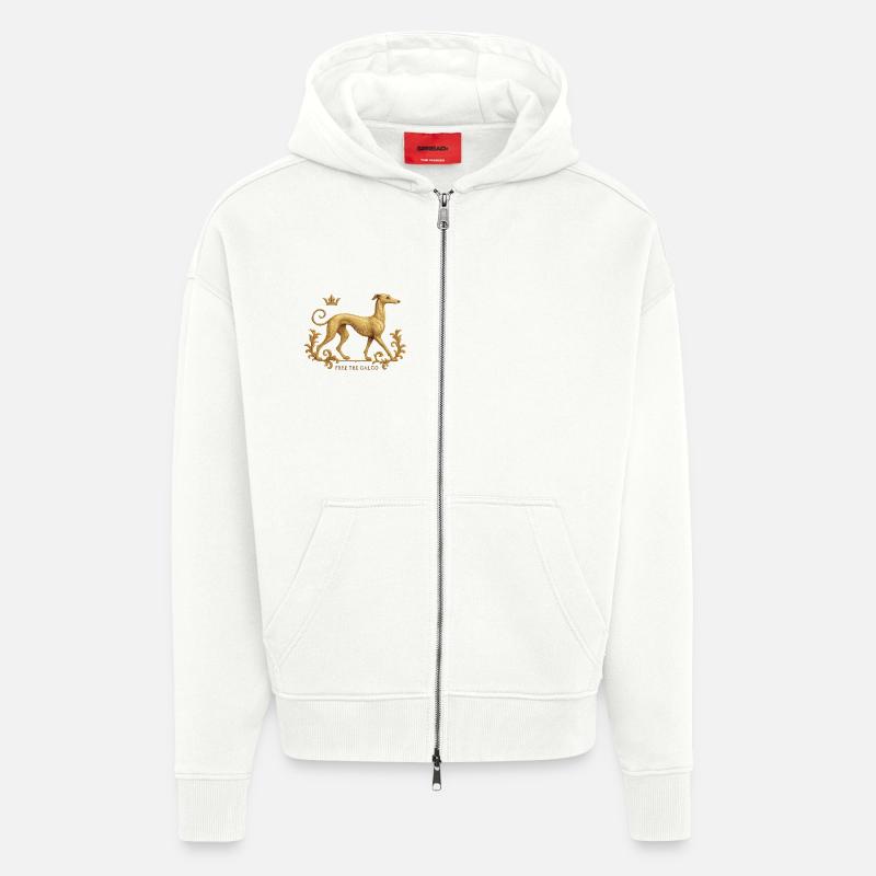 Libérez le Galgo - Broderie n°01 - Veste à capuche bio épaisse oversize fabriqué en UE - OFF WHITE