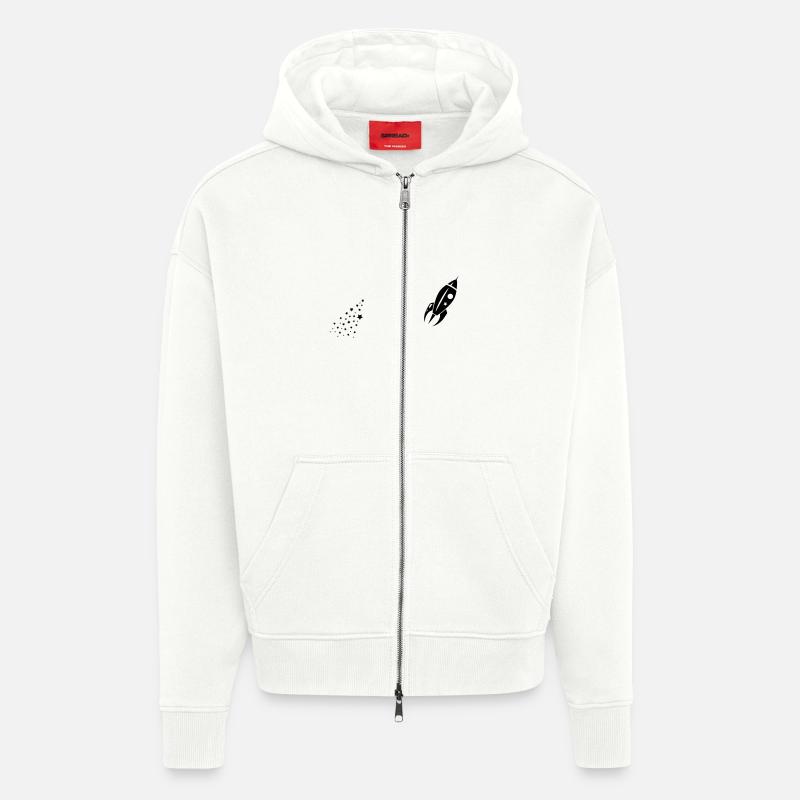 Une fusée décolle - Veste à capuche bio épaisse oversize fabriqué en UE - OFF WHITE