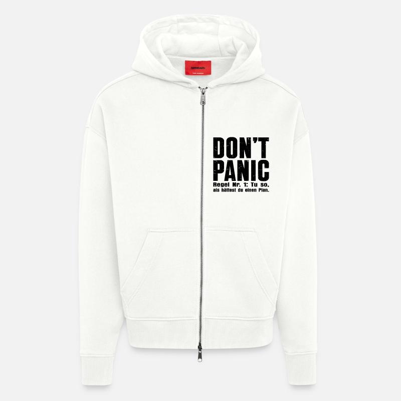 « DON’T PANIC » – Le t-shirt culte - Veste à capuche bio épaisse oversize fabriqué en UE - OFF WHITE