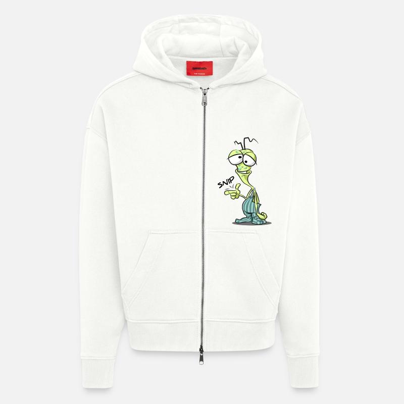 Stupide Alien Comic Charm - Veste à capuche bio épaisse oversize fabriqué en UE - OFF WHITE