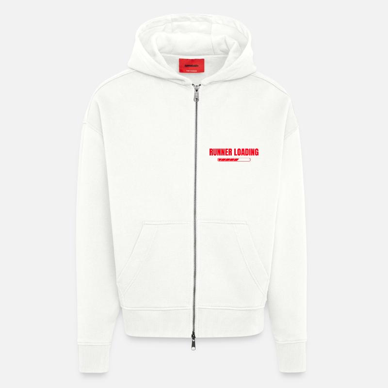 Running Loading Marathon Runner Gift - Zip Hoodie - made by SPREAD - OFF WHITE